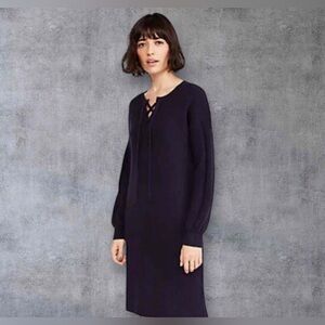 Ann Taylor Night Sky Lace Up Long Sleeve Sweater Dress Size Small NEW